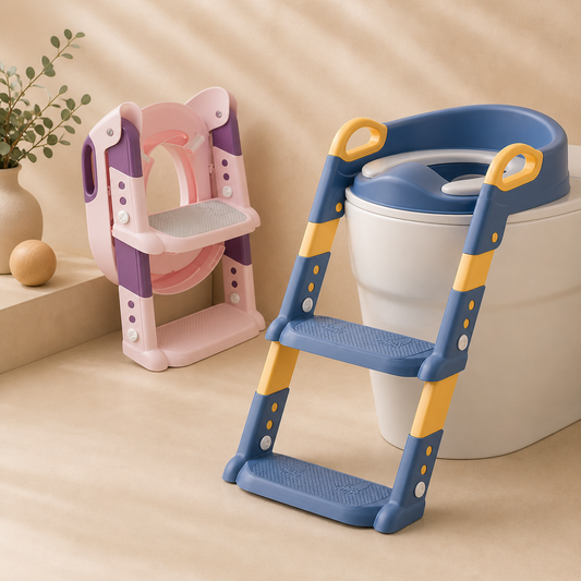 Soft pastel foldable potty training ladder with built-in toddler seat — Use Lovy