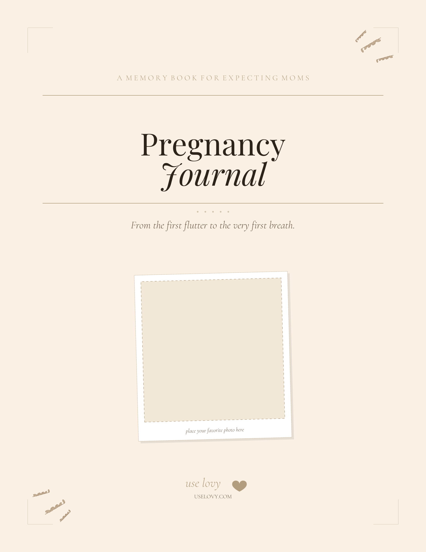 USE LOVY Pregnancy Journal – Printable PDF Cover