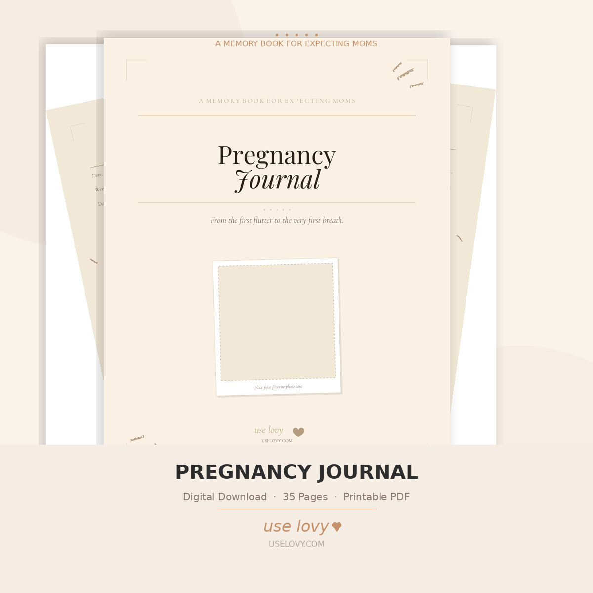 USE LOVY Pregnancy Journal – 35-page printable PDF mockup