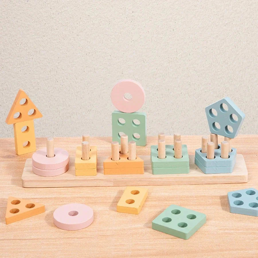 Montessori-inspired wooden puzzle in soft pastels for toddlers — Use Lovy